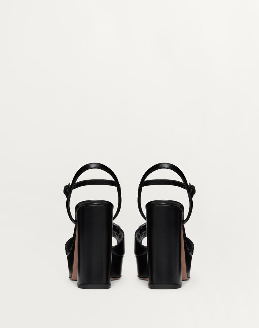Valentino Handbags Sandalo Con Plateau Vlogo Signature In Vitello 115mm per Donna in Nero | Valentino IT In Linea