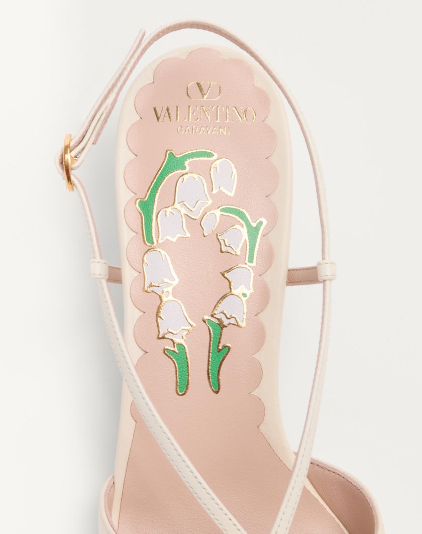 Valentino Handbags Décolleté Slingback Bowow In Capretto Con Specchi E Cristalli 45mm per Donna in Avorio/silver | Valentino IT Vendita