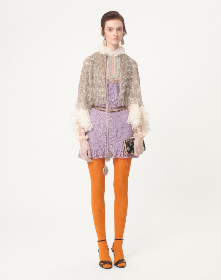 Valentino Handbags Abito Corto In Heavy Lace Ricamato per Donna in Multicolor | Valentino IT Affare Del Giorno