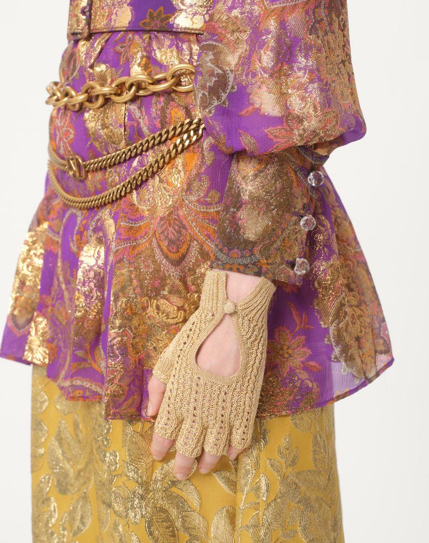 Valentino Handbags Guanti Fingerless Knitted In Lurex per Donna in Oro | Valentino IT Novità