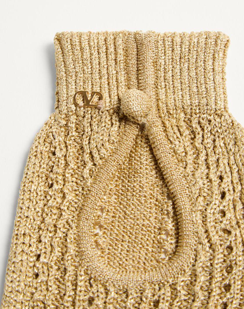Valentino Handbags Guanti Fingerless Knitted In Lurex per Donna in Oro | Valentino IT Novità