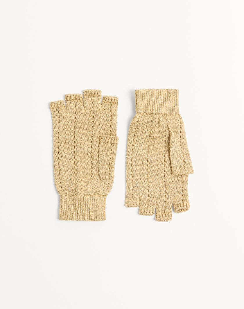 Valentino Handbags Guanti Fingerless Knitted In Lurex per Donna in Oro | Valentino IT Novità