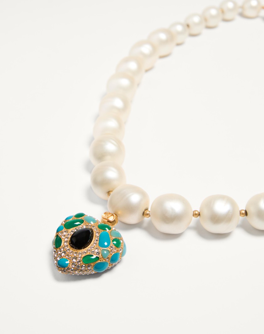 Valentino Handbags Collana Coeur Royal In Metallo Resina Smalto E Cristalli Swarovski® per Donna in Multicolor | Valentino IT Offerta