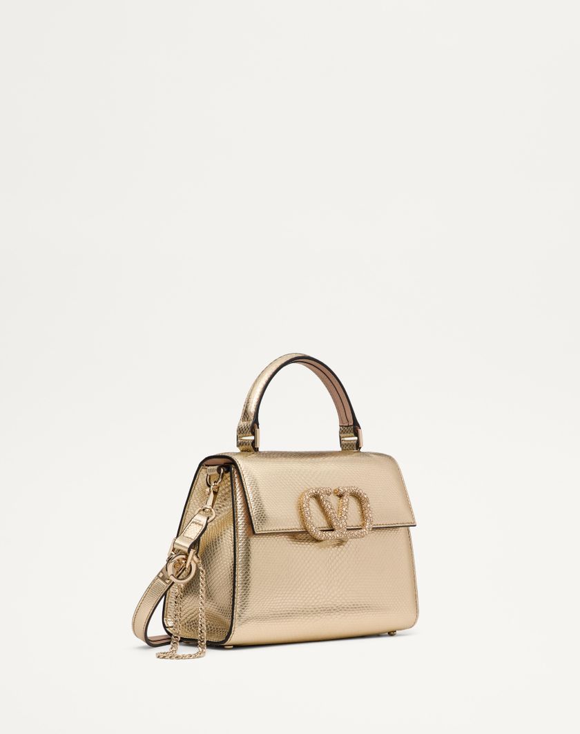 Valentino Handbags Borsa A Mano Piccola Valentino Garavani Vsling In Karung Metallizzato per Donna in Platino/beige/crystal Gold | Valentino IT Offerte