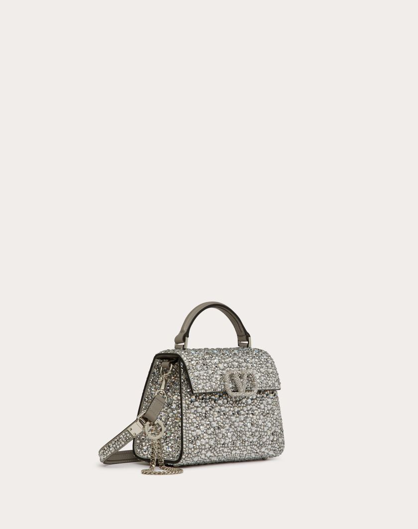 Valentino Handbags Borsa A Mano Mini Vsling Ricamata per Donna in Crystal | Valentino IT Vendita Calda