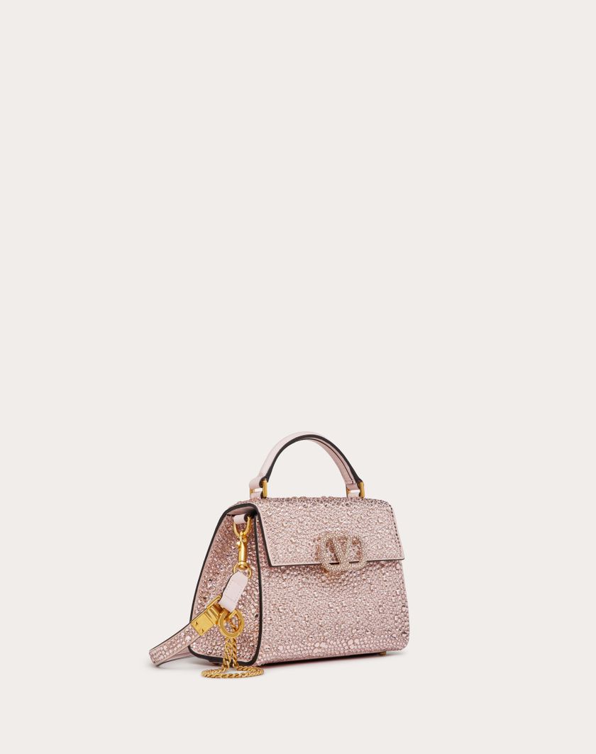 Valentino Handbags Borsa A Mano Mini Vsling Ricamata per Donna in Rose Quartz | Valentino IT Italy