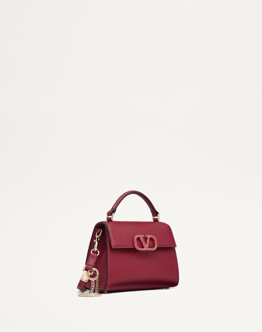 Valentino Handbags Borsa A Mano Mini Valentino Garavani Vsling Con Logo Gioiello per Donna in Rosso Scuro | Valentino IT In Linea