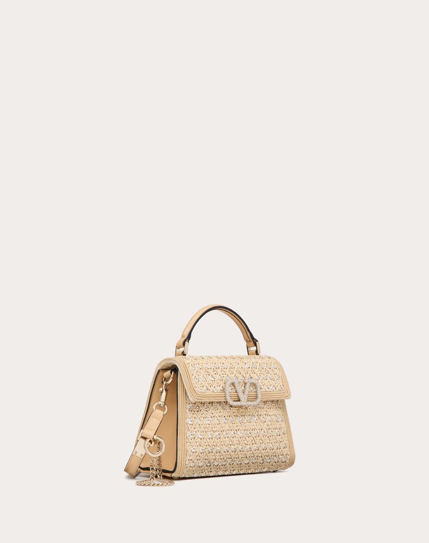 Valentino Handbags Borsa A Mano Mini Valentino Garavani Vsling Ricamata per Donna in Naturale/crystal/beige | Valentino IT Vendita
