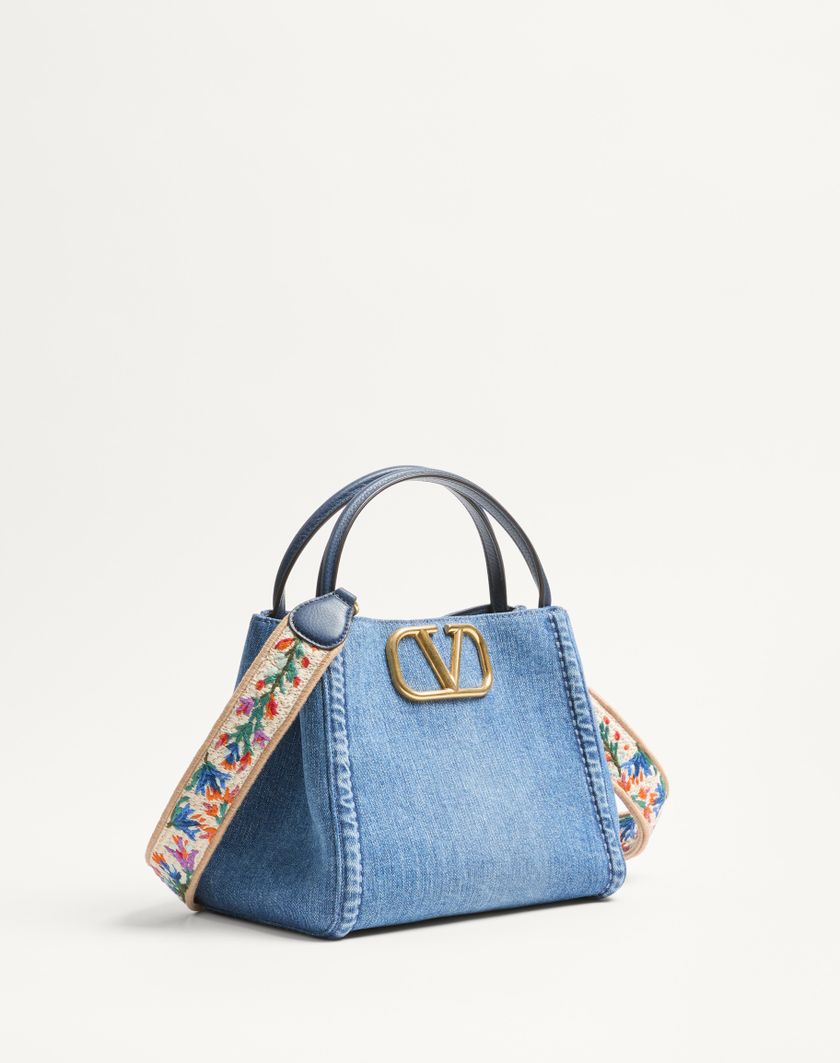 Valentino Handbags Borsa A Mano Media Valentino Garavani Alltime In Denim Con Tracolla Nastro Ricamato per Donna in Denim/worker/multicolor | Valentino IT Soddisfazione Garantita