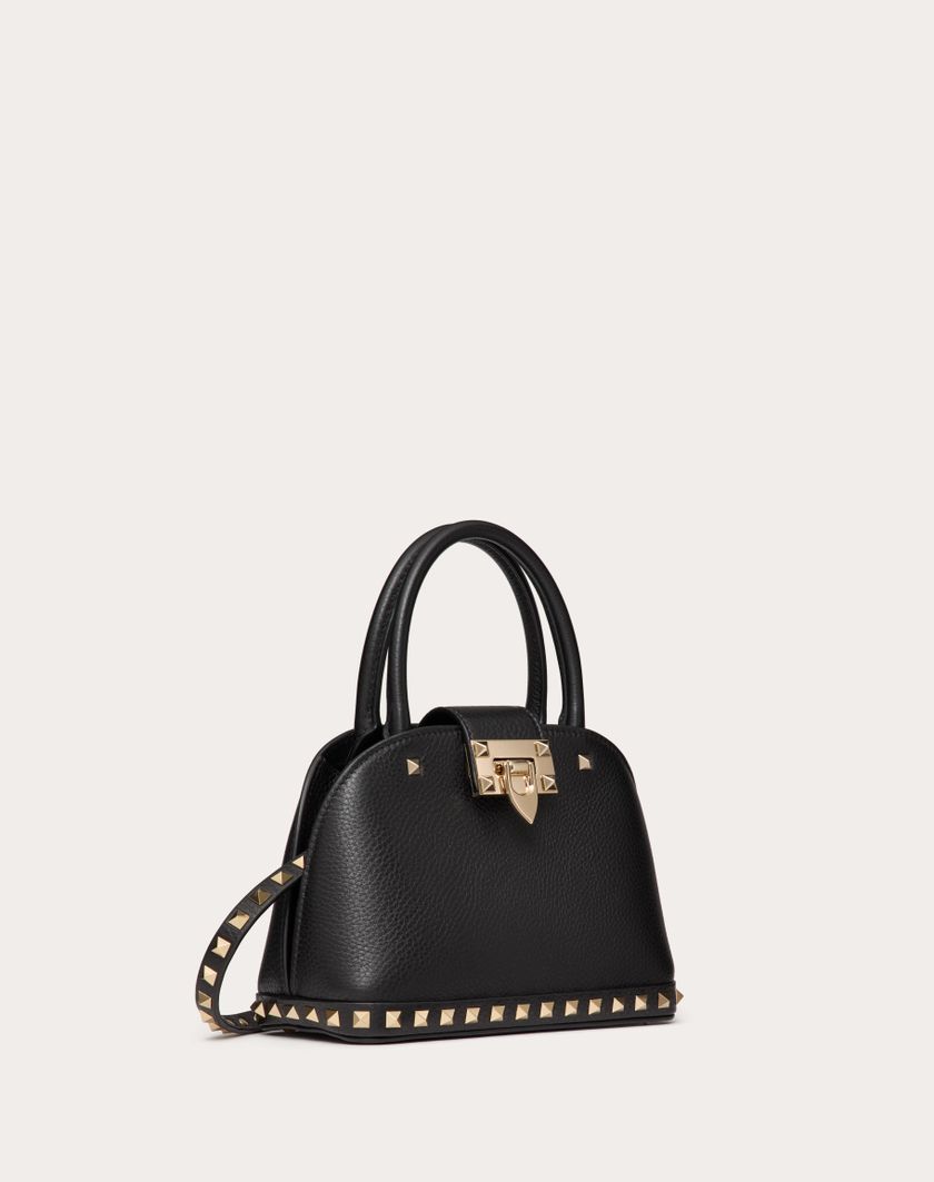 Valentino Handbags Borsa Piccola A Mano Valentino Garavani Rockstud In Vitello Granato per Donna in Nero | Valentino IT Shopping Online