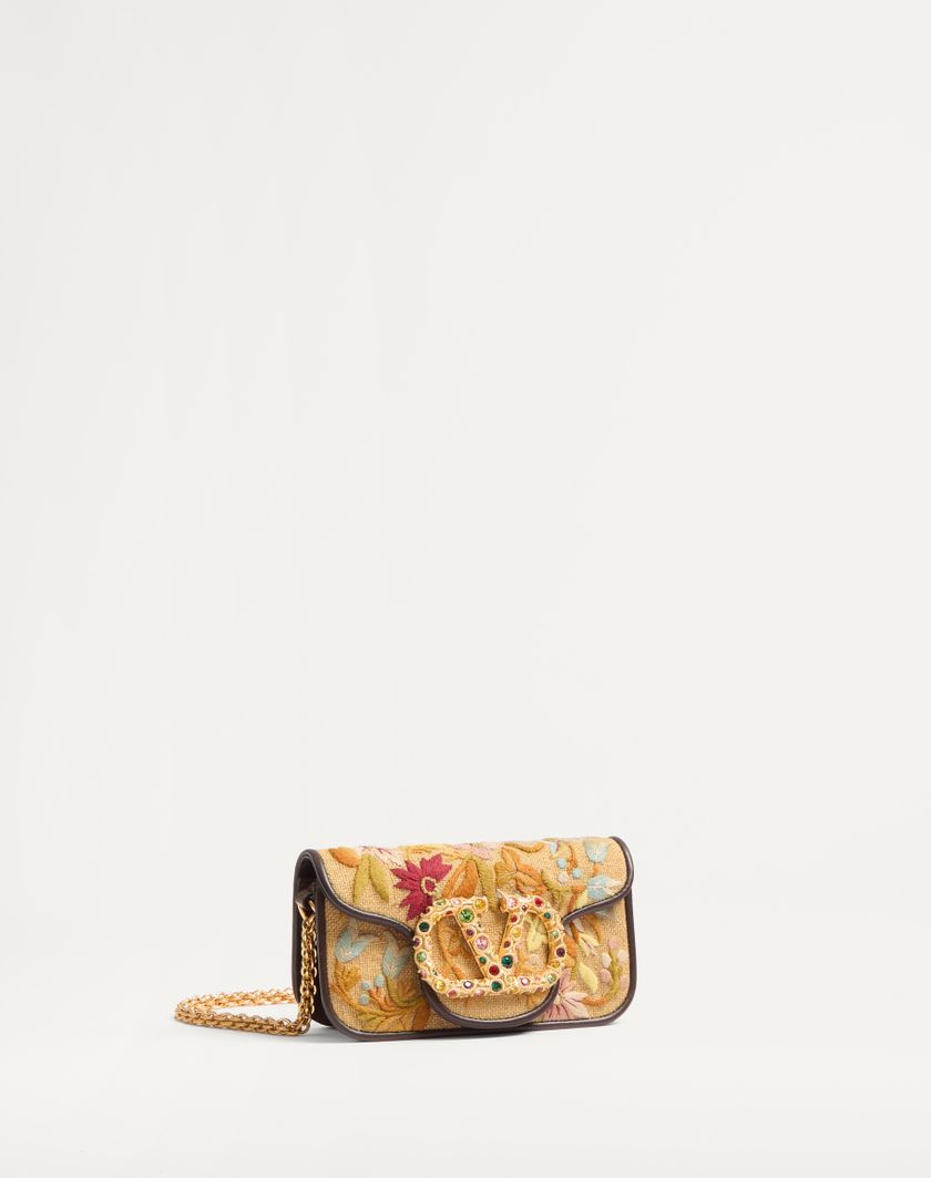 Valentino Handbags Borsa Piccola A Spalla Valentino Garavani Locò Ricamata Con Logo Gioiello per Donna in Multicolor/testa Di Moro/tabacco | Valentino IT Vendita Calda