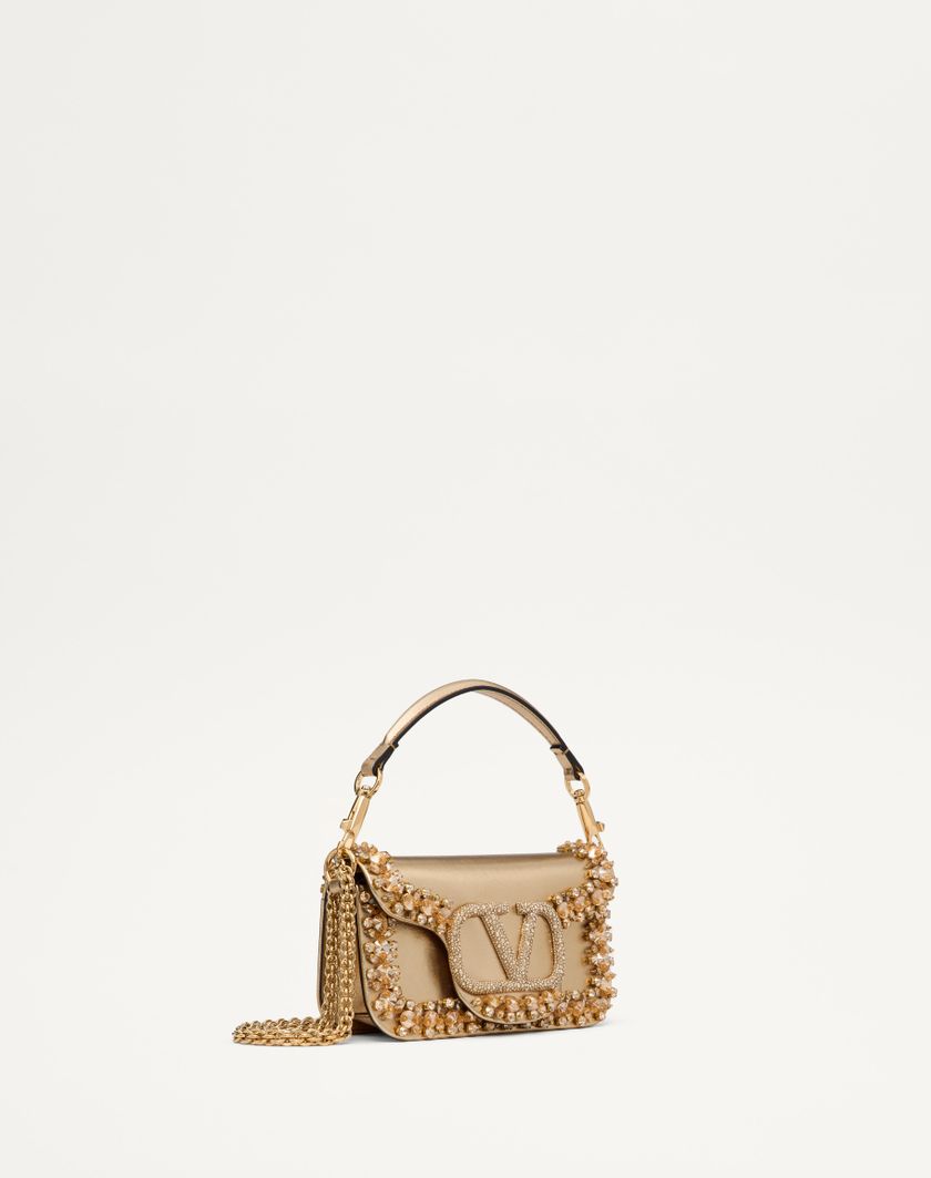 Valentino Handbags Borsa Piccola A Spalla Valentino Garavani Locò Ricamata per Donna in Crystal/oro | Valentino IT Negozio