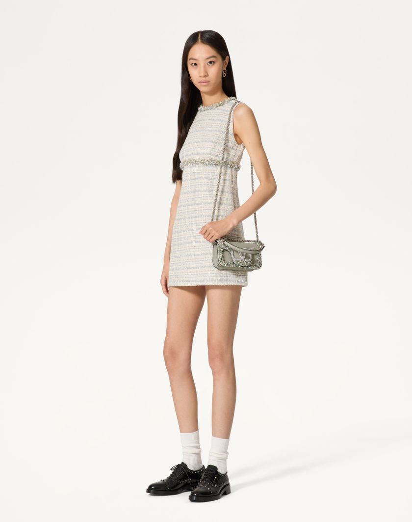 Valentino Handbags Borsa Piccola A Spalla Valentino Garavani Locò Ricamata per Donna in Crystal/grigio | Valentino IT In Saldo