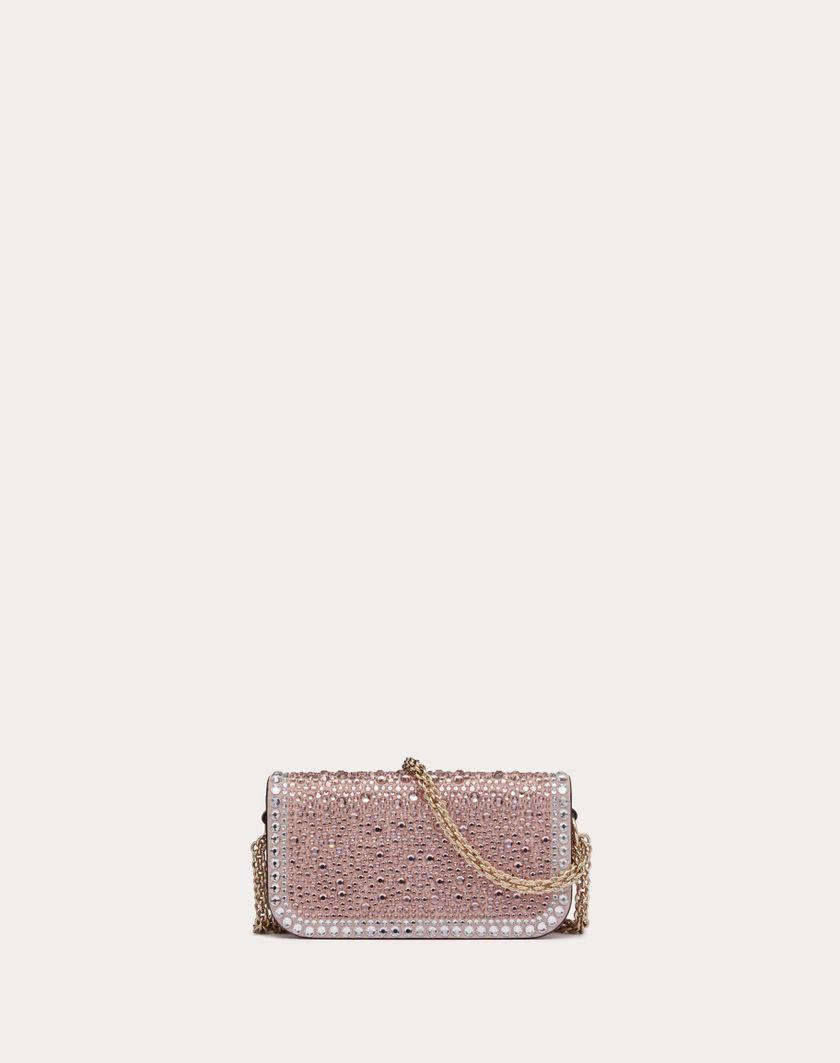 Valentino Handbags Borsa Piccola A Spalla Valentino Garavani Locò Con Strass per Donna in Crystal/rose Quartz/platino | Valentino IT Nuova