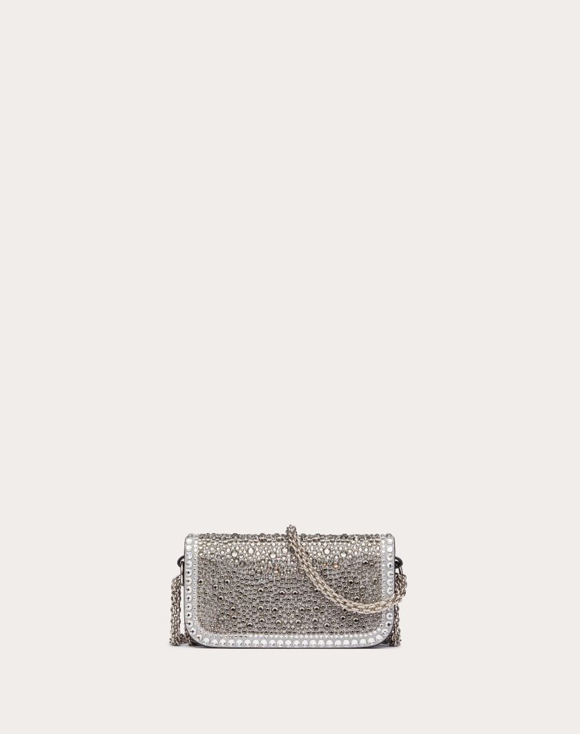 Valentino Handbags Borsa Piccola A Spalla Valentino Garavani Locò Con Strass per Donna in Crystal/nero/antracite | Valentino IT Moda