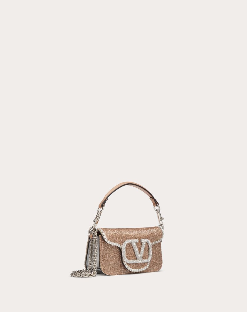 Valentino Handbags Borsa Piccola A Spalla Valentino Garavani Locò Ricamata per Donna in Crystal | Valentino IT 2025