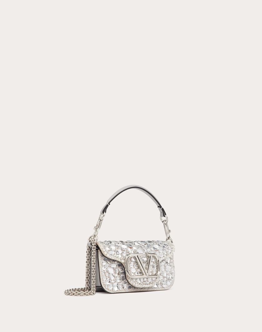 Valentino Handbags Borsa Piccola A Spalla Locò Con Cristalli per Donna in Argento | Valentino IT Italia