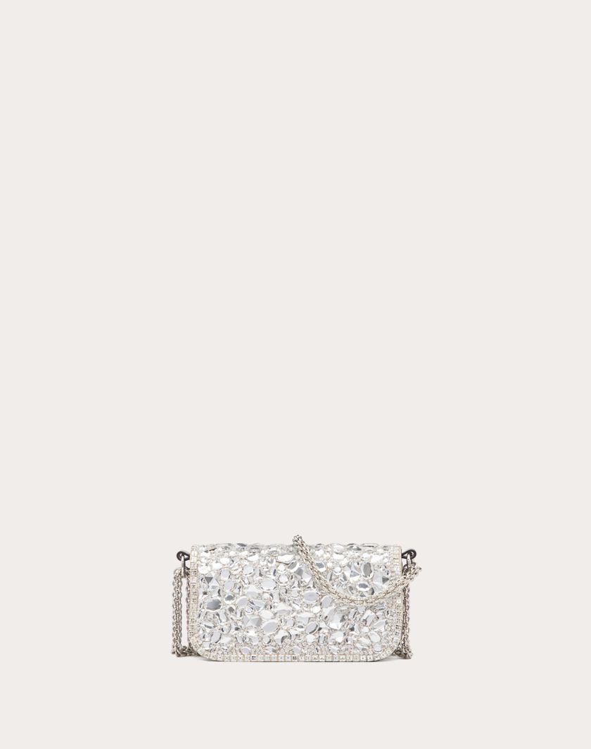 Valentino Handbags Borsa Piccola A Spalla Locò Con Cristalli per Donna in Argento | Valentino IT Italia