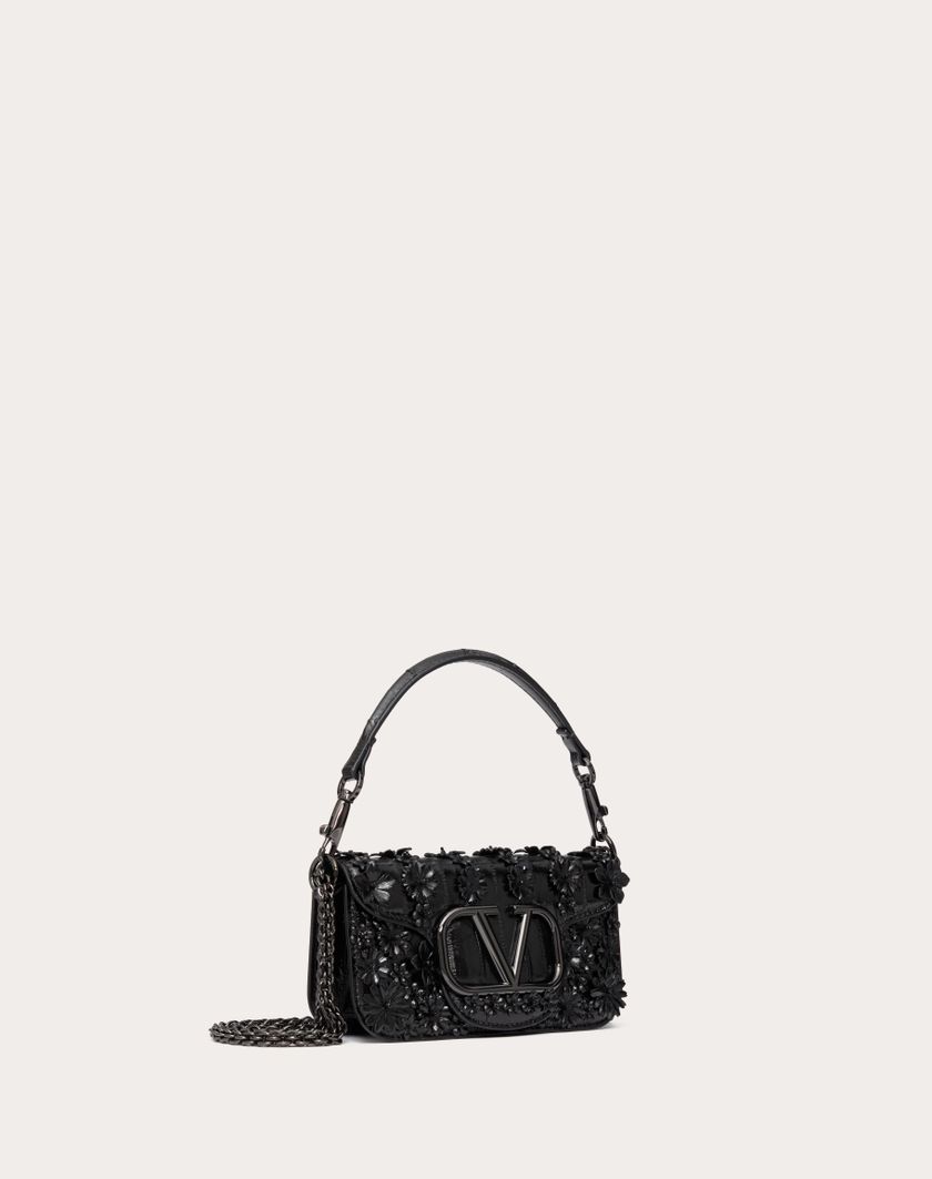 Valentino Handbags Borsa Piccola A Spalla Valentino Garavani Locò Ricamata In Anguilla per Donna in Nero | Valentino IT Nuovo