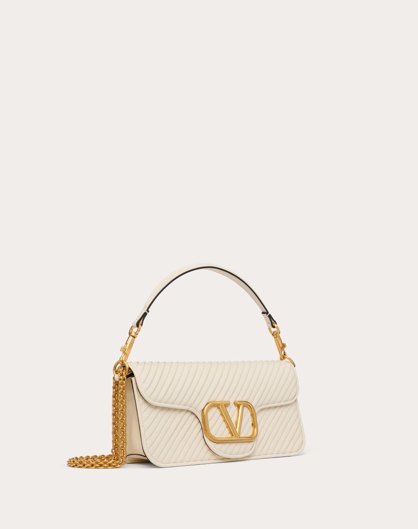 Valentino Handbags Borsa A Spalla Valentino Garavani Locò In Nappa Plissettata per Donna in Avorio | Valentino IT Negozi Online