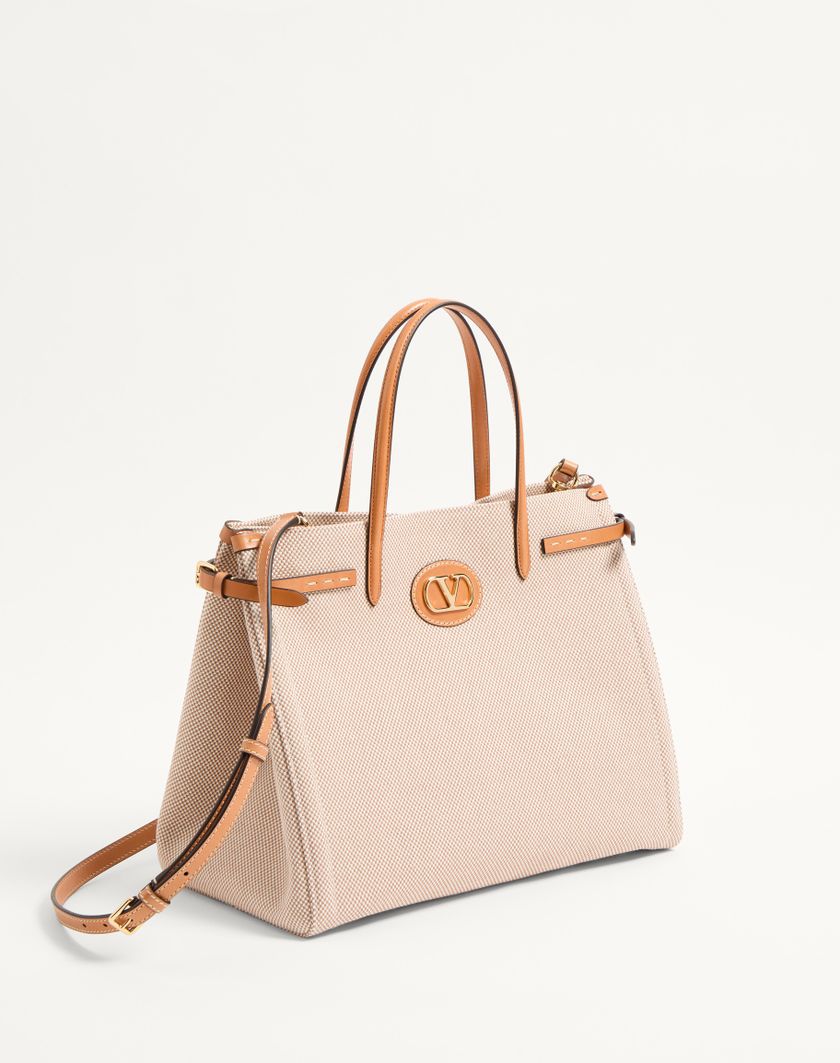 Valentino Handbags Borsa Shopping Media Valentino Garavani Antibes In Canvas per Donna in Naturale/tabacco | Valentino IT Prezzo Ridotto