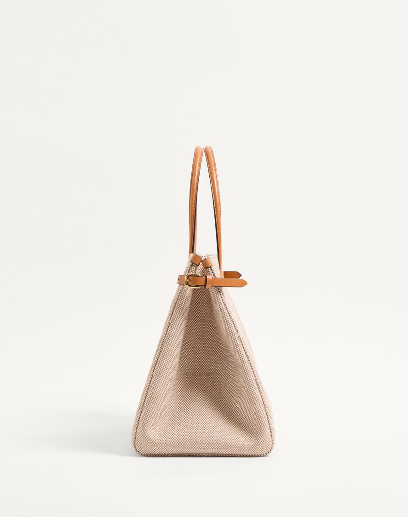 Valentino Handbags Borsa Shopping Media Valentino Garavani Antibes In Canvas per Donna in Naturale/tabacco | Valentino IT Prezzo Ridotto