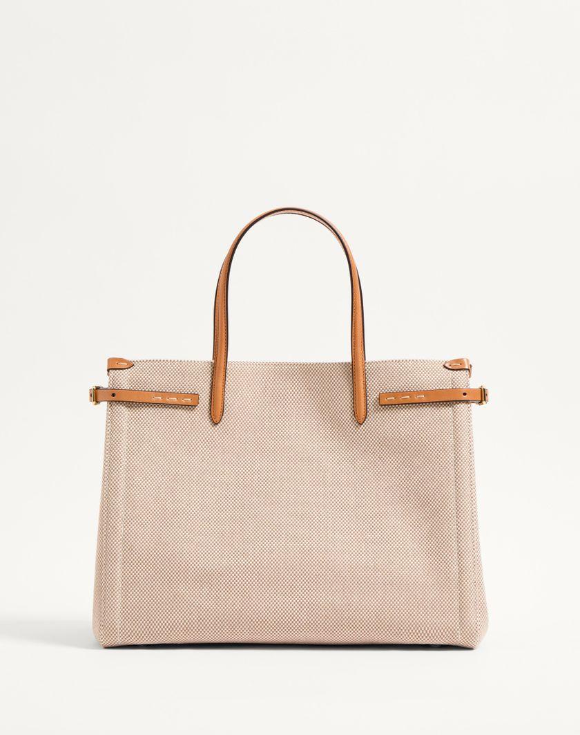 Valentino Handbags Borsa Shopping Media Valentino Garavani Antibes In Canvas per Donna in Naturale/tabacco | Valentino IT Prezzo Ridotto