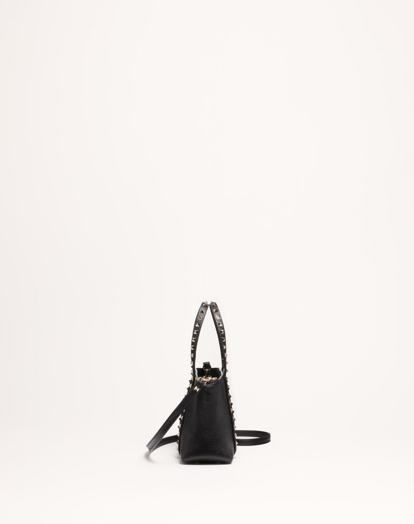 Valentino Handbags Borsa Shopping Piccola Valentino Garavani Rockstud In Vitello Granato per Donna in Nero | Valentino IT Outlet