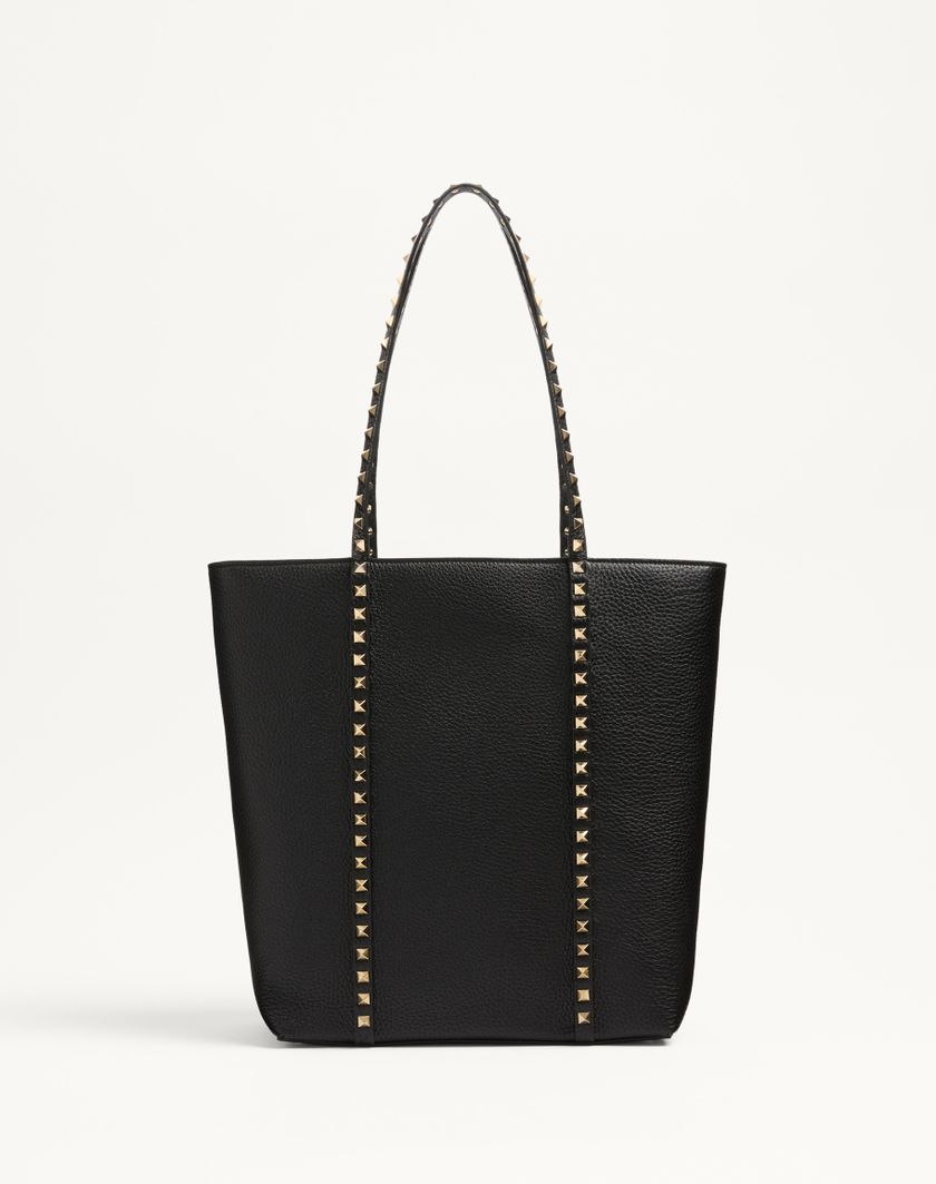Valentino Handbags Borsa Shopping Valentino Garavani Rockstud In Vitello Granato per Donna in Nero | Valentino IT In Vendita