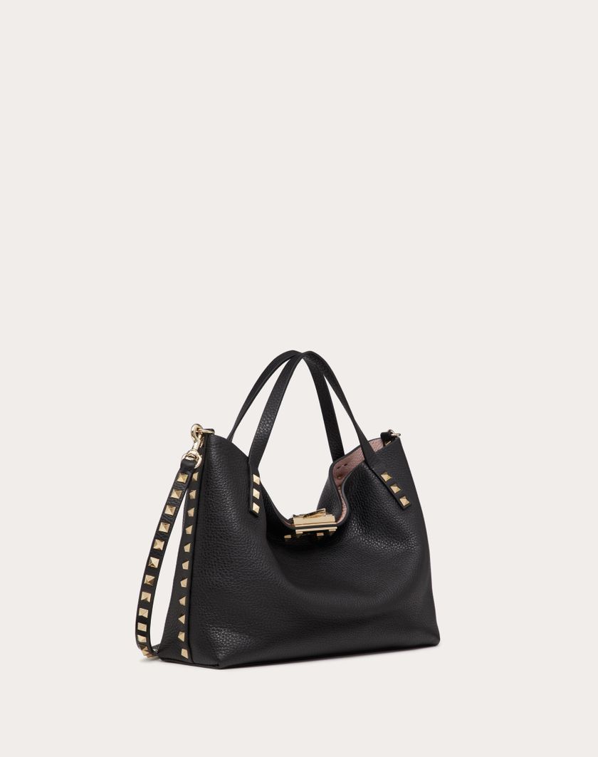 Valentino Handbags Borsa Piccola Rockstud In Vitello Granato Con Fodera A Contrasto per Donna in Nero/rose Quartz | Valentino IT Saldi