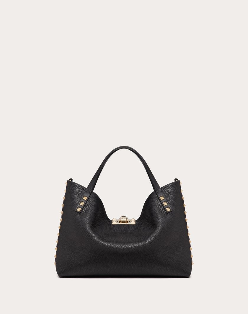 Valentino Handbags Borsa Piccola Rockstud In Vitello Granato Con Fodera A Contrasto per Donna in Nero/rose Quartz | Valentino IT Saldi