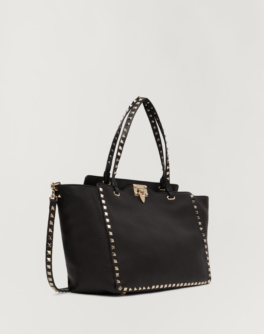 Valentino Handbags Borsa Media Rockstud In Vitello Granato per Donna in Nero | Valentino IT Hotsell