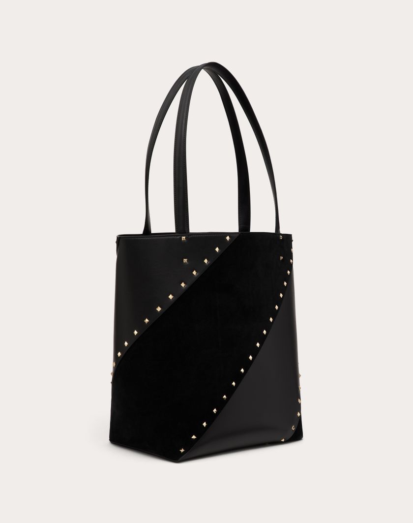 Valentino Handbags Borsa Shopping Valentino Garavani Valentino Garavani Rockstud Wispy In Vitello E Camoscio per Donna in Nero | Valentino IT Vendite Flash