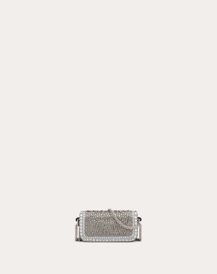 Valentino Handbags Borsa Micro Con Catena Valentino Garavani Locò Con Strass per Donna in Crystal/nero/antracite | Valentino IT Italia