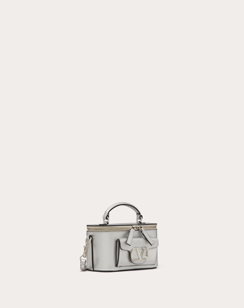 Valentino Handbags Mini Borsa A Mano Locò In Vitello Metallizzato per Donna in Argento | Valentino IT 2025