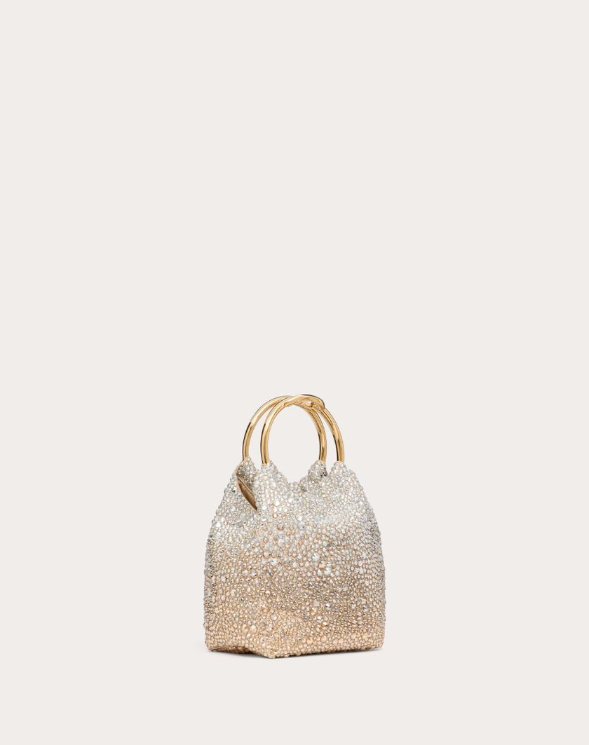 Valentino Handbags Borsa Piccola A Secchiello Valentino Garavani Carry Secrets Ricamata per Donna in Nocciola/crystal/oro | Valentino IT Spedizione Gratuita