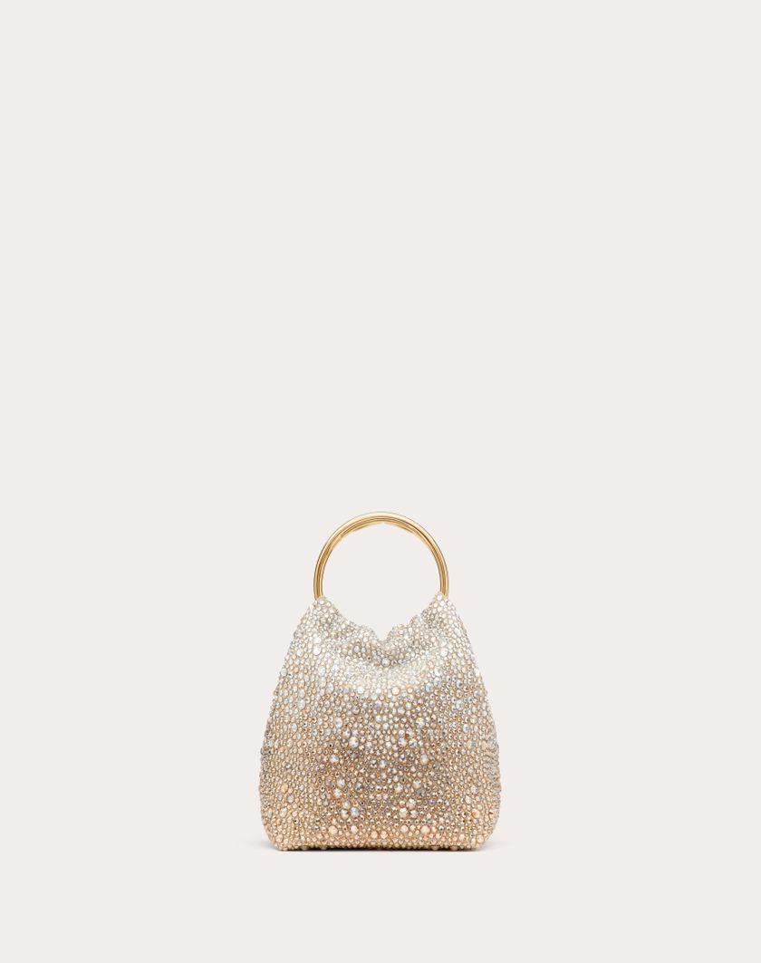 Valentino Handbags Borsa Piccola A Secchiello Valentino Garavani Carry Secrets Ricamata per Donna in Nocciola/crystal/oro | Valentino IT Spedizione Gratuita