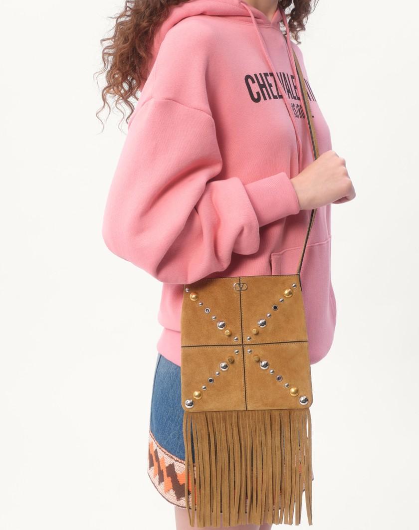 Valentino Handbags Borsa A Spalla Piccola Valentino Garavani Nellcôte In Suede Con Frange per Donna in Havana Beige | Valentino IT Soddisfazione Garantita