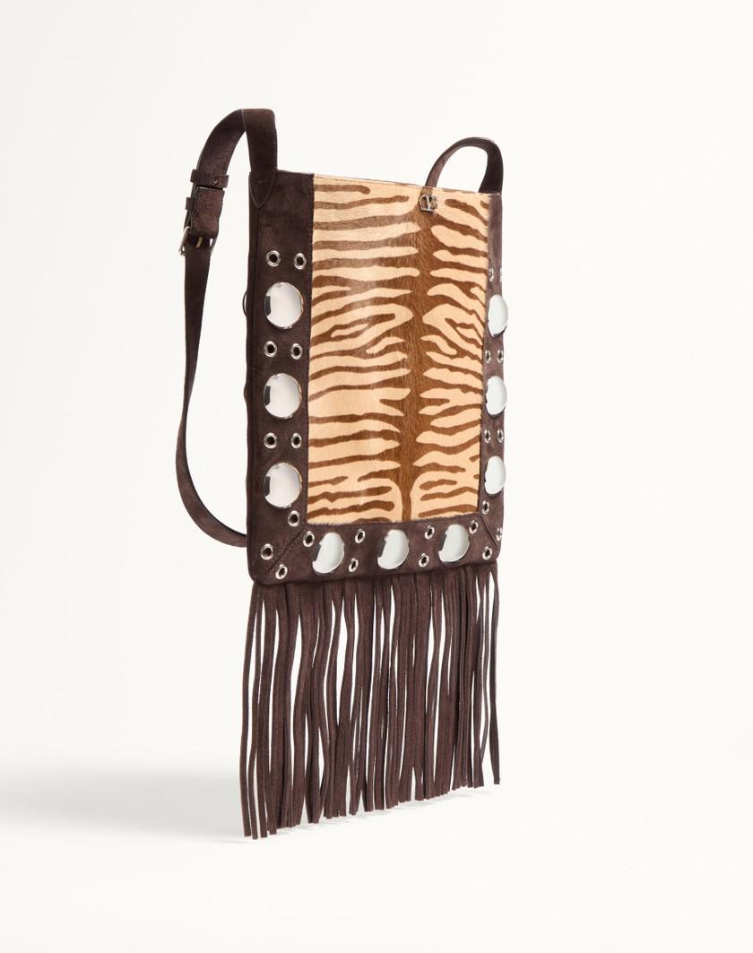 Valentino Handbags Borsa A Spalla Valentino Garavani Nellcôte In Vitello Effetto Pony Animalier Con Frange per Donna in Beige/marrone | Valentino IT Fino Al -60%