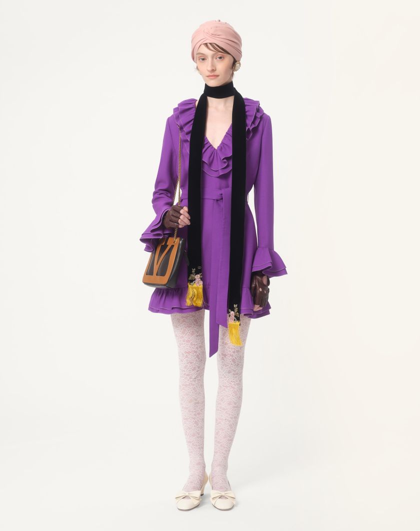 Valentino Handbags Abito Corto In Crepe Couture per Donna in Violet | Valentino IT Economico