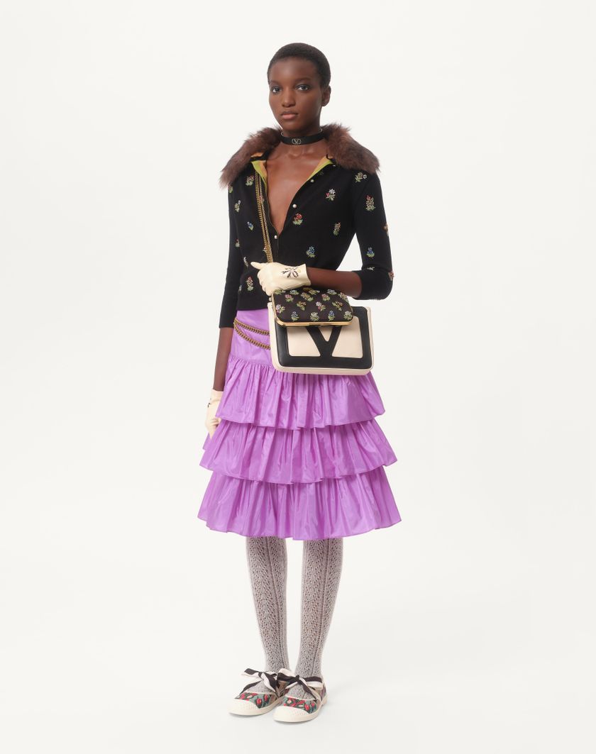Valentino Handbags Collant In Mohair per Donna in Latte | Valentino IT In Vendita