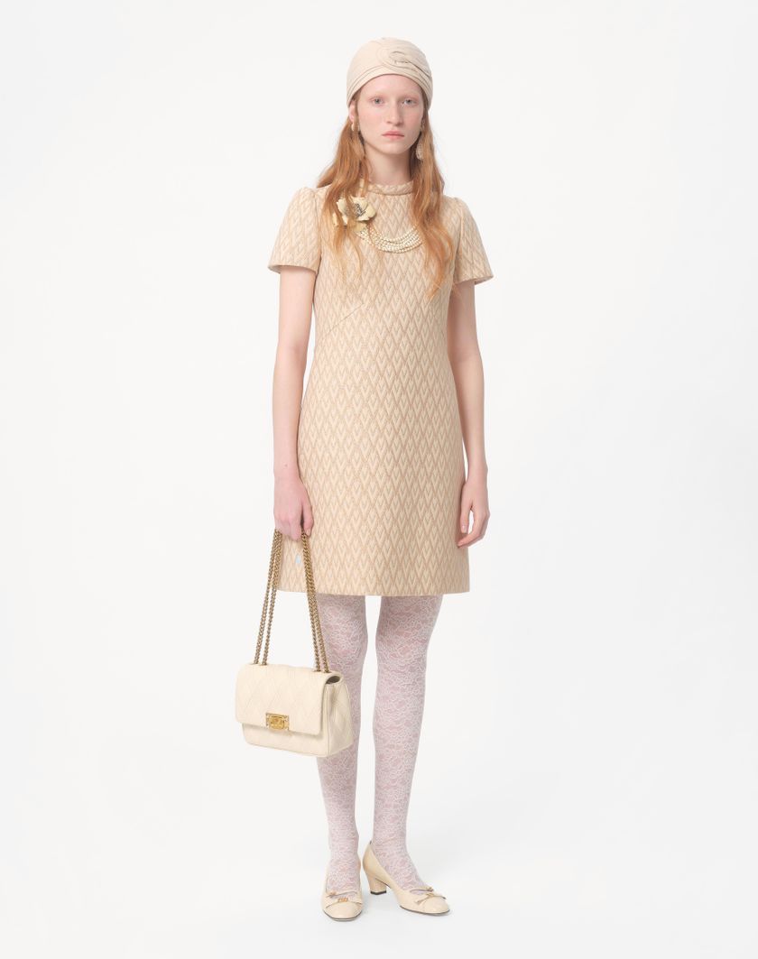 Valentino Handbags Abito Corto In Lurex Jacquard Toute La V per Donna in Avorio/oro | Valentino IT Offerte