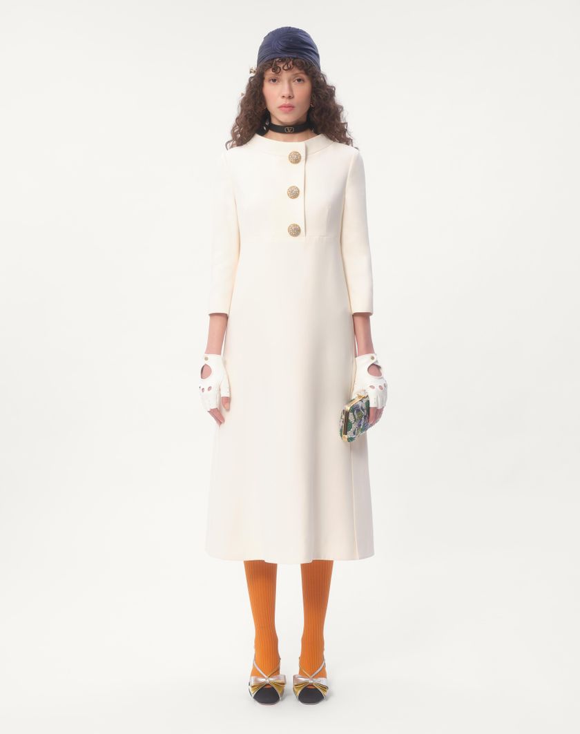Valentino Handbags Abito Midi In Crepe Couture per Donna in Avorio | Valentino IT Nuovi prodotti