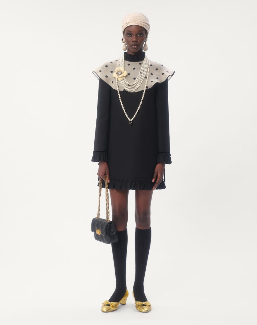 Valentino Handbags Abito Corto In Crepe Couture per Donna in Nero/avorio | Valentino IT Nuova
