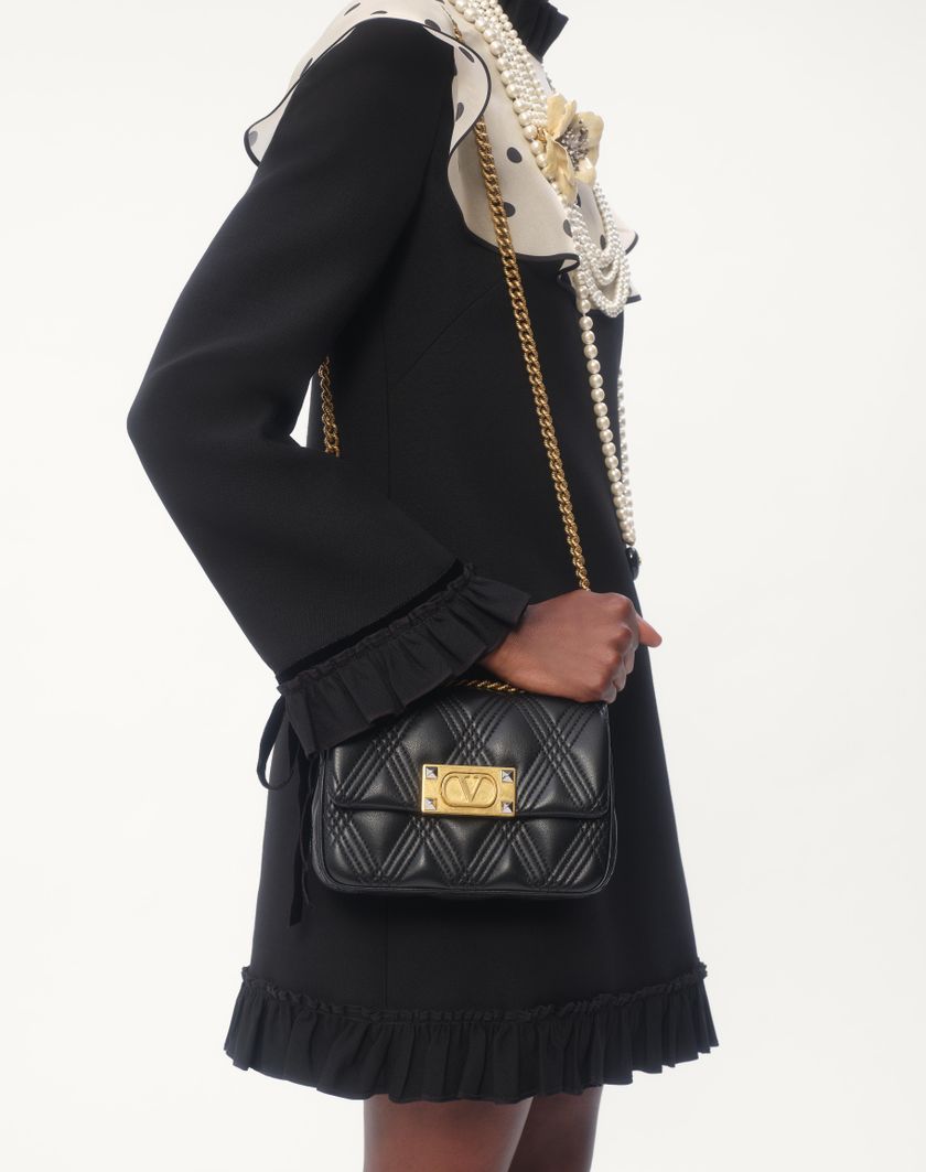 Valentino Handbags Abito Corto In Crepe Couture per Donna in Nero/avorio | Valentino IT Nuova