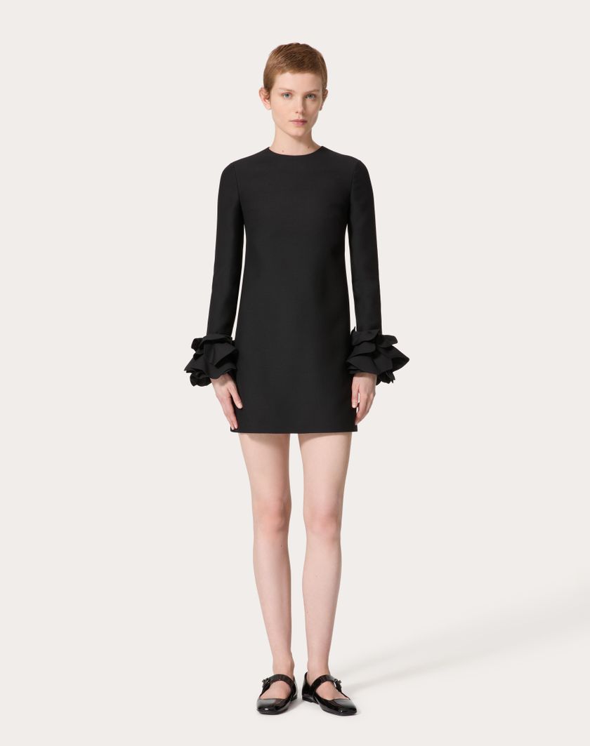 Valentino Handbags Abito Corto In Crepe Couture Ricamato per Donna in Nero | Valentino IT In Linea