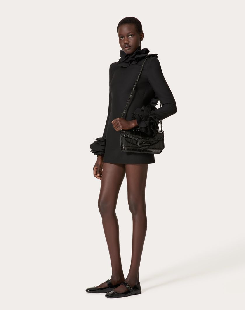 Valentino Handbags Abito Corto In Crepe Couture Ricamato per Donna in Nero | Valentino IT Nuovo