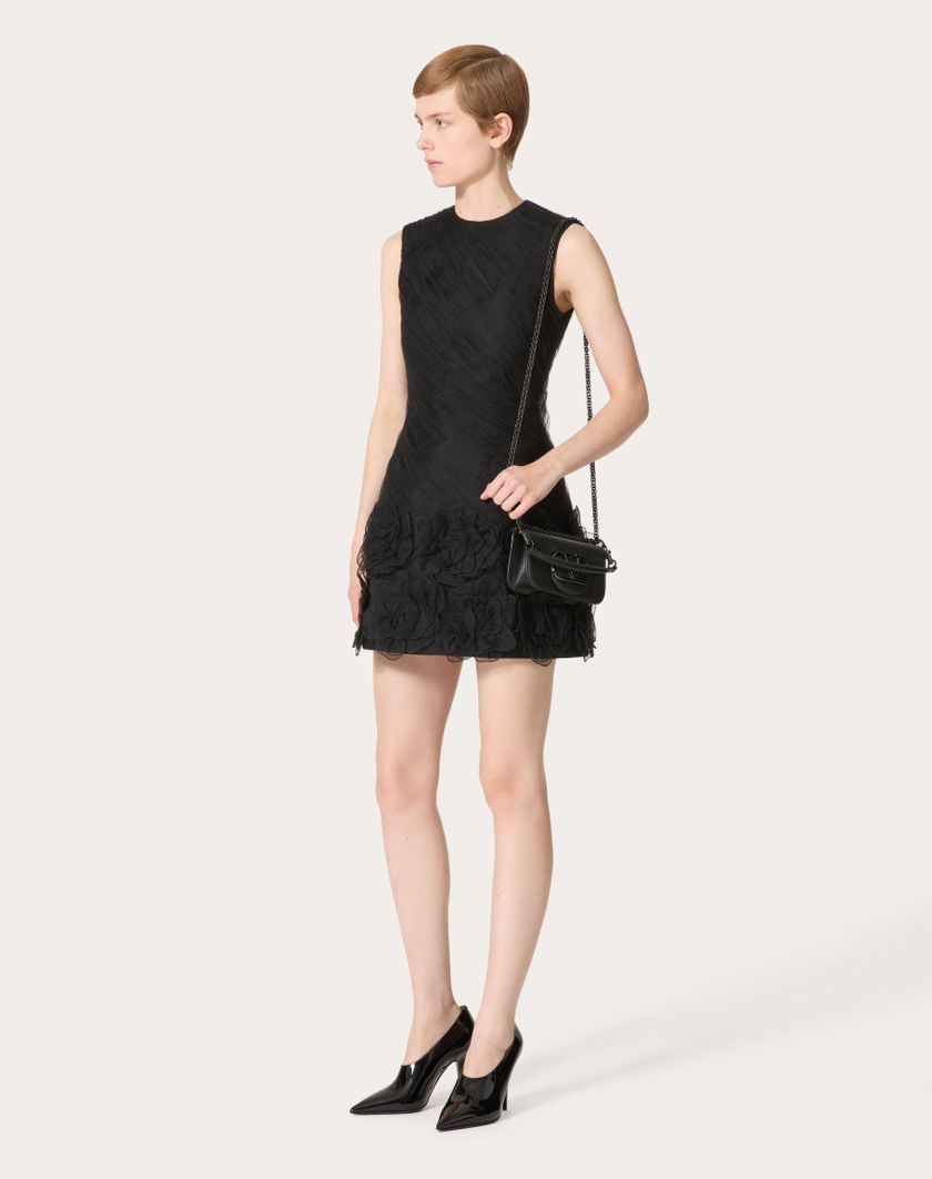 Valentino Handbags Abito Corto In Tulle Illusione Ricamato per Donna in Nero | Valentino IT Latest stili