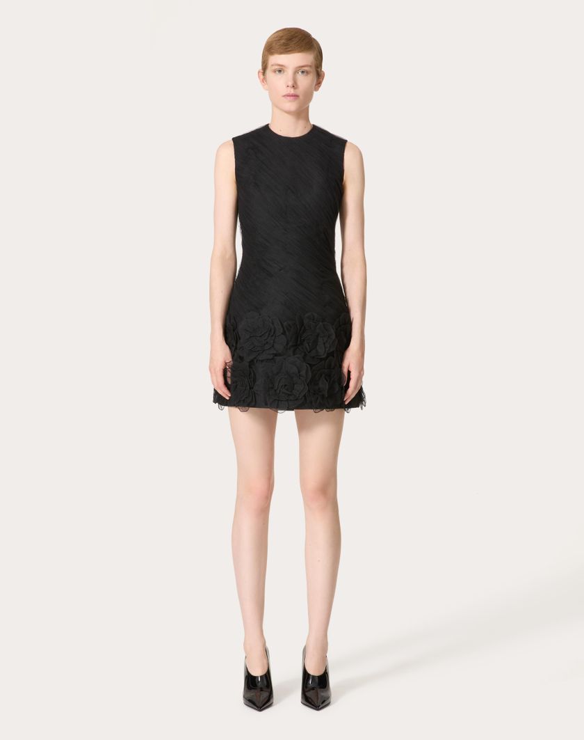 Valentino Handbags Abito Corto In Tulle Illusione Ricamato per Donna in Nero | Valentino IT Latest stili