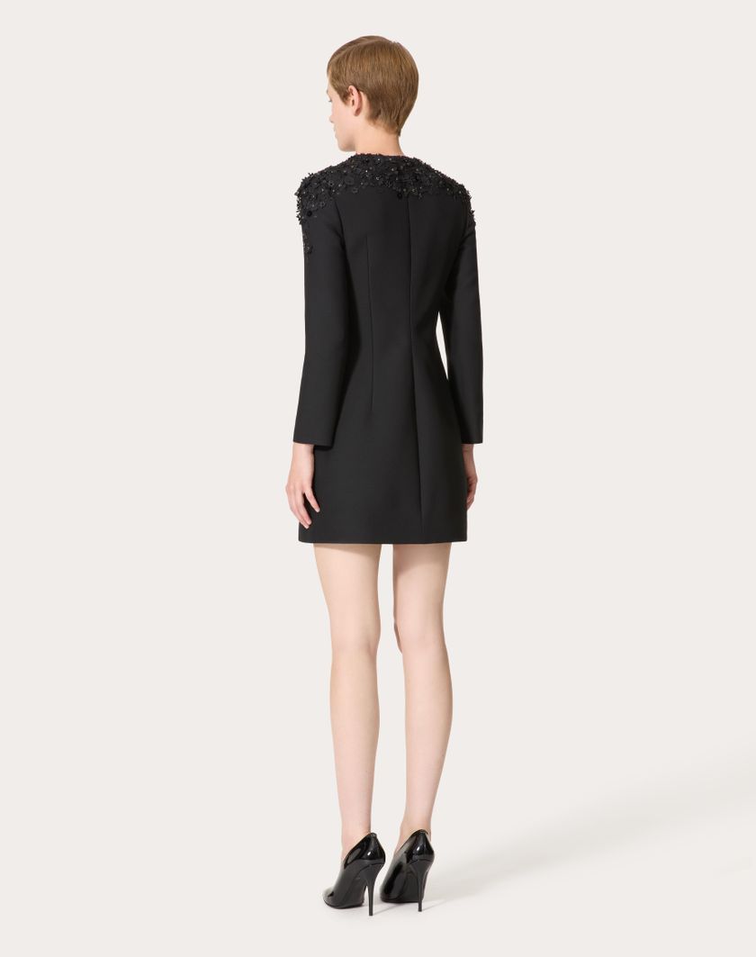 Valentino Handbags Abito Corto In Crepe Couture Ricamato per Donna in Nero | Valentino IT Pezzi Unici